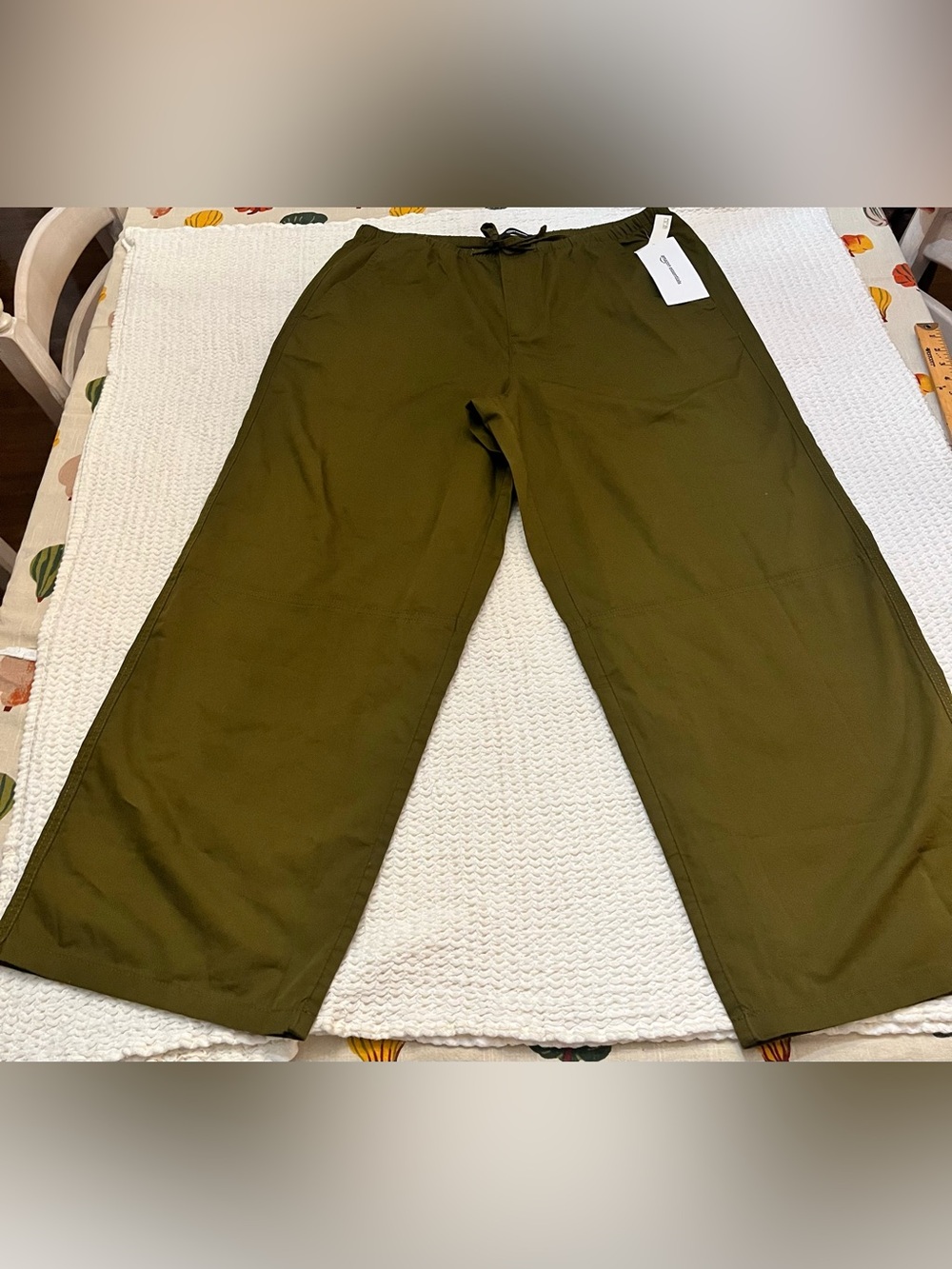 Amazon Essentials Olive Green Drawstring Waist Straight-Leg Chinos